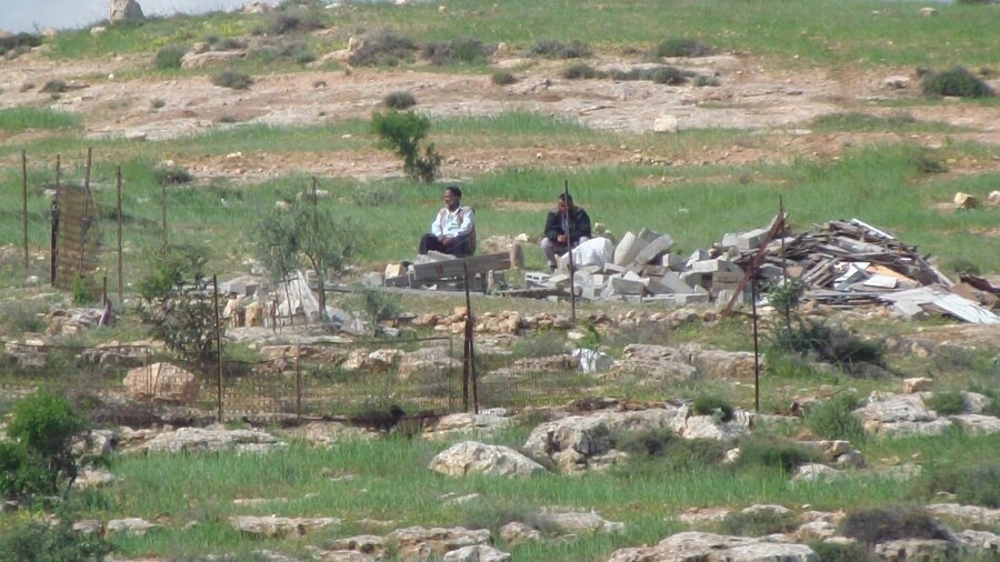 2014-04-02 Six shelters demolished by the Israeli forces in the Palestinian village of At Tuwani, South Hebron Hills