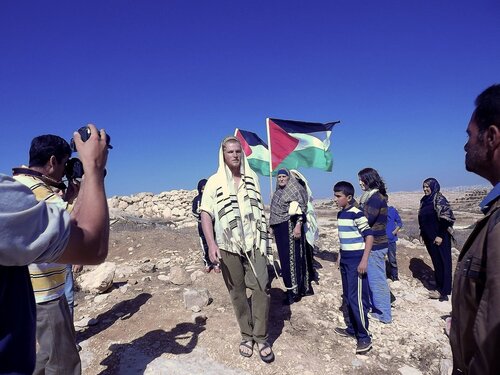 Susiya. Israeli settler on Palestinian land.